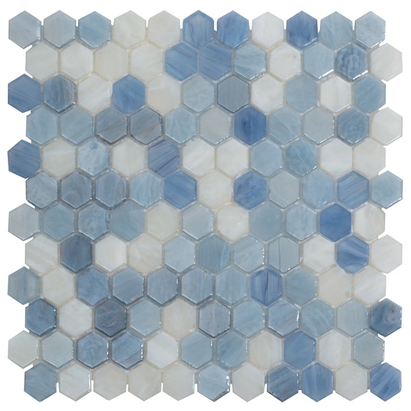 Apollo Tile Sky Blue 8.63 sq.ft 10.8 in. x11.5 in. Hexagon Glass Mosaic Tile, 10PK APLAHX9905EC02 - main